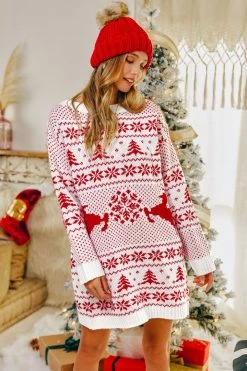 CUPSHE Clothing Dear Santa Fair Isle Sweater Dress