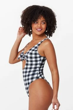 CUPSHE One Pieces Retro Gingham Bowknot Cutout One Piece Swimsuit