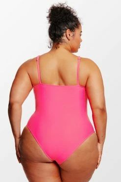 CUPSHE Love Los Angeles Strappy Mesh Plus Size One Piece Swimsuit