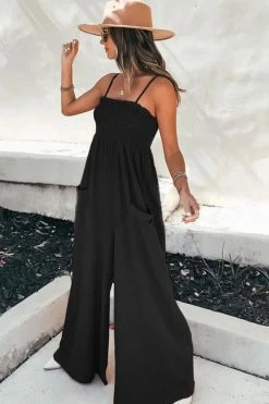 CUPSHE Demetria Square Neck Smocking Jumpsuit Clothing