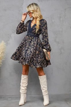CUPSHE Alison Ditsy Floral Lace Mini Dress Clothing