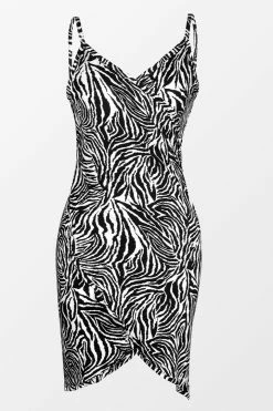 CUPSHE Carli V-neck Thin Straps Backless Zebra Cover Up