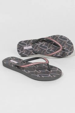 CUPSHE Beach Accessories Amaretto Heart Pattern Flip Flops