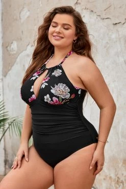 CUPSHE Cutout High Neck Tunnelled Tummy Control Plus Size One Piece