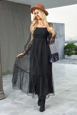 CUPSHE Neva Clip Dot Smocked Maxi Dress Clothing