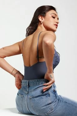 CUPSHE Gwendolyn Front Ruched Backless Bodysuit Clothing