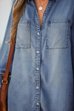 CUPSHE Leatrice Denim Oversized Shirt Clothing