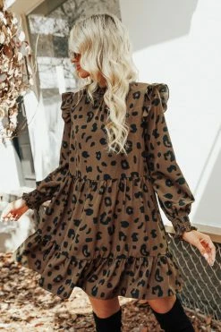 CUPSHE Bryanna Leopard Print Ruffled Dress