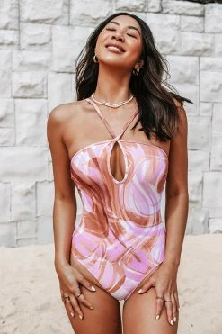 CUPSHE Arizona Road Trip Keyhole Halter One Piece Swimsuit