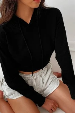 CUPSHE Clothing Moonlight Black Fitted Waist Hoodie