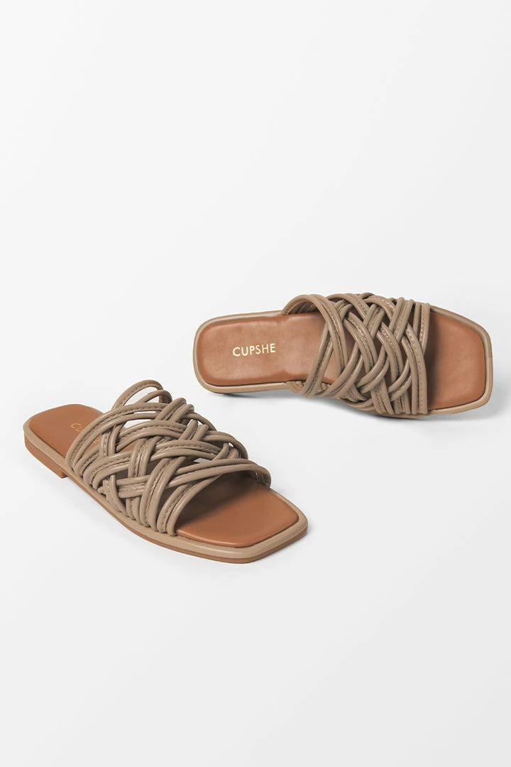 Best Pirce ๐งจ CUPSHE Love Language Square Toe Flat ๐ฉด Sandals Beach Accessories ๐ 5 CUPSHE Love Language Square Toe Flat Sandals Beach Accessories