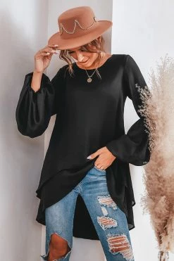 CUPSHE Delta Trumpet Sleeve Longline Hem Tops