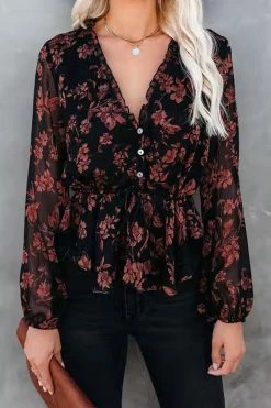 CUPSHE Clothing Beverly Floral Print Chiffon Top