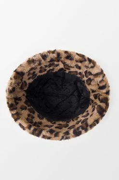 CUPSHE Beach Accessories Dynamic Star Brown Leopard Fluffy Bucket Hat