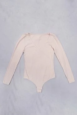 CUPSHE Clothing Katlynn Rib V-neck Long Sleeve Bodysuit