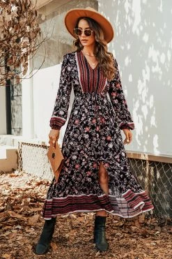 CUPSHE Avila Paisley Floral Long Sleeve Maxi Dress