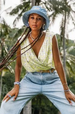 CUPSHE Clothing Summer Glow Up Yellow Ditsy Bodysuit