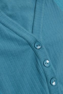 CUPSHE Palm Teal Front Open Button Cardigan