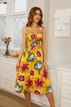 CUPSHE Clothing Cassia Square Neck Backless Ruching Slip Dress