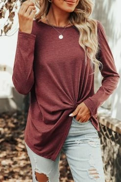 CUPSHE Oakleigh Twist-Front Slub Knit Tee Clothing