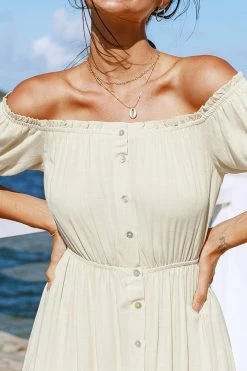 CUPSHE Trisha Button Front Ruffle Hem Dress Clothing