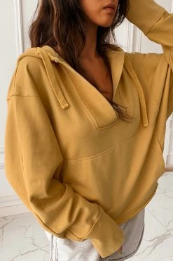 CUPSHE Kiwiberry Yellow Long Sleeve Hoodie Clothing