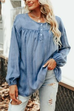 CUPSHE Nea Denim Ruched Shirt