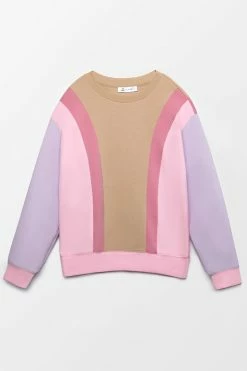 CUPSHE Clothing Lilac Sunset Color Block Long Sleeve Sweatshirt