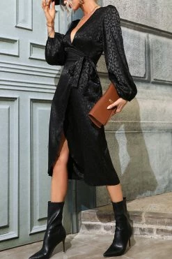 CUPSHE Clothing Vilma Shadow Leopard Print Satin Dress