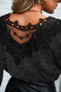 CUPSHE See The Good Lace Velvet Sweater Clothing