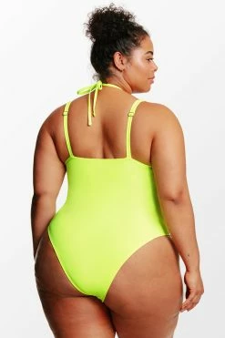 CUPSHE Love Los Angeles Strappy Plunge Plus Size One Piece Swimsuit