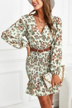 CUPSHE Cora Floral Print Smocked Mini Dress