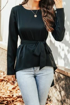 CUPSHE Mae Belted Peplum Blouse
