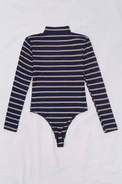 CUPSHE Gemma Striped High Neck Bodysuit Clothing