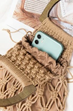 CUPSHE Beachwood Brown Braided Satchel Bag Beach Accessories