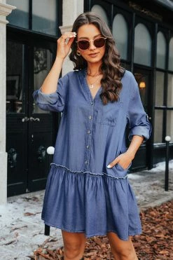 CUPSHE Emelie Denim Roll-Tab Mini Dress