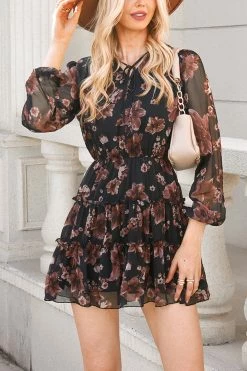 CUPSHE Ressie Floral Print Chiffon Dress