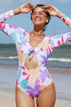 New โ๏ธ CUPSHE One Pieces Multi Spring Bunny Tie Cutout Long Sleeve One Piece ๐ฉฑ Swimsuit ๐ฅ 7 CUPSHE One Pieces Multi Spring Bunny Tie Cutout Long Sleeve One Piece Swimsuit