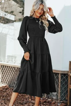 CUPSHE Ophelia Round Neck Tiered Hem Dress Clothing
