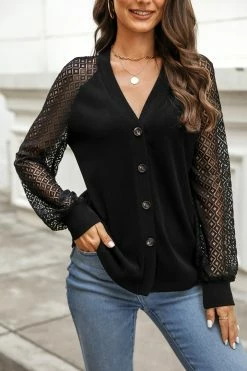 CUPSHE Pina Contract Crochet Sleeve Cardigan