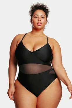CUPSHE One Pieces Love Los Angeles Mesh Tie-Back Plus Size One Piece Swimsuit