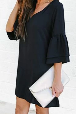 CUPSHE Black Pearl V-neck Flared Sleeve Short Dress Dresses Best Sellers