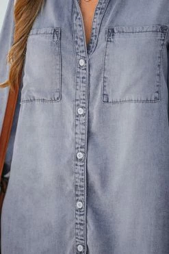 CUPSHE Clothing Single One Frayed Denim Shirt