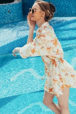 CUPSHE Clothing Aisha Leafy Shirt Collar Dress