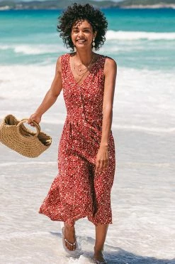 CUPSHE Milana Ditsy Button Front Tie Back Dress