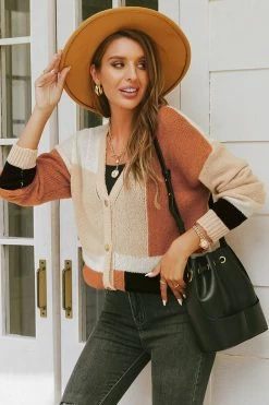 CUPSHE Clothing Pumpkin Colorblock Button-Front Cardigan