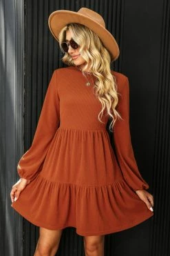 CUPSHE Bernadette Ribbed Tiered Mini Dress Clothing