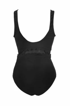 CUPSHE Solid Black V-Neck One Piece Swimsuit