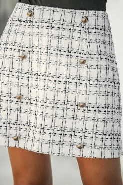 CUPSHE Lost In Paris Plaid Tweed Mini Skirt