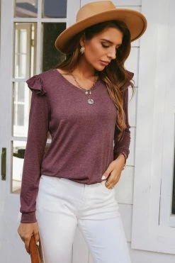 CUPSHE Funhouse Ruffled V-Neck Tee Clothing